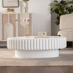 Fluted Storage Table with Lift-Off Lid - Cream White