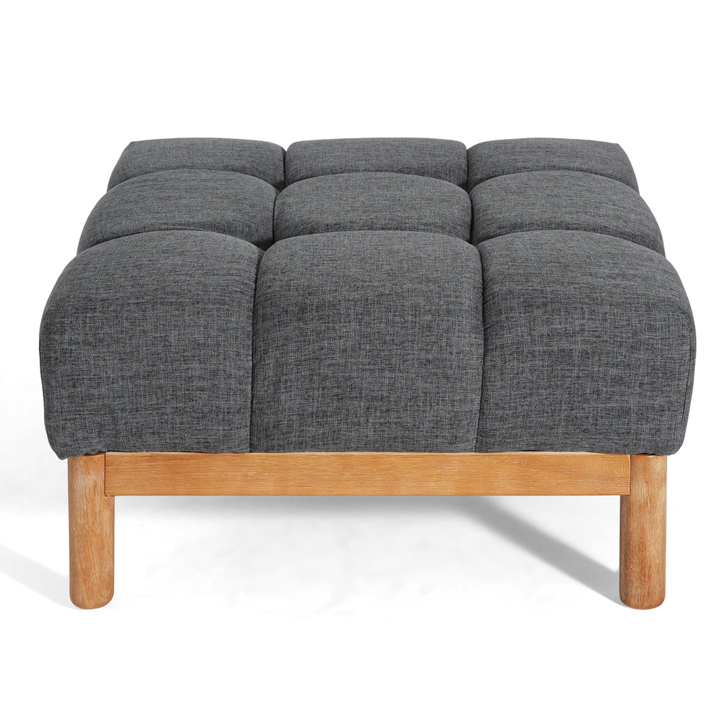 Modern Upholstered Deep Biscuit-style Tufted Ottoman with Square Profile - Gray or White