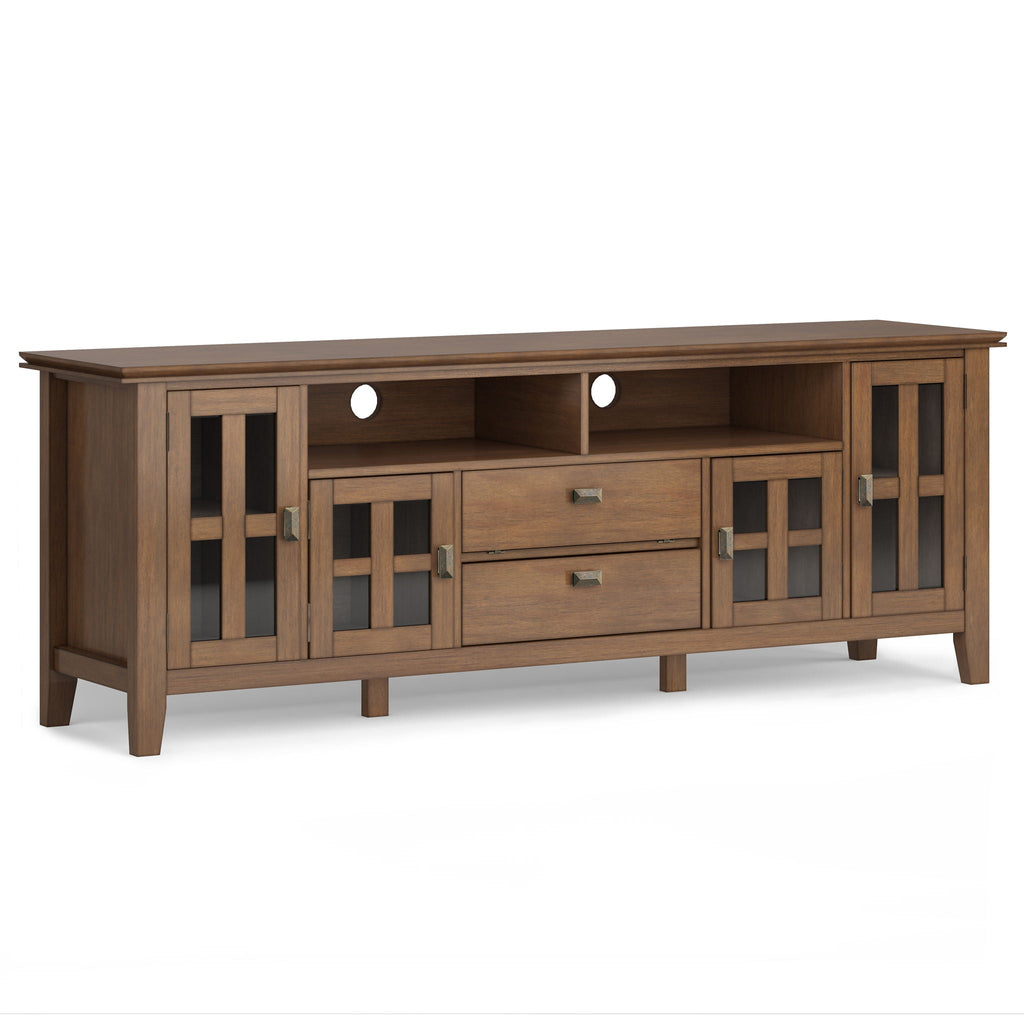 Rustic Natural Aged Brown TV Media Stand with Ample Storage - 72" Wide