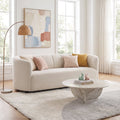 Modern Curved Chenille Sofa Couch with Sturdy Wood Frame – Cream