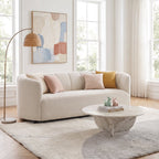 Modern Curved Chenille Sofa Couch with Sturdy Wood Frame – Cream
