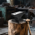 Cast Steel Single Horn Anvil with Polished Surface - Black