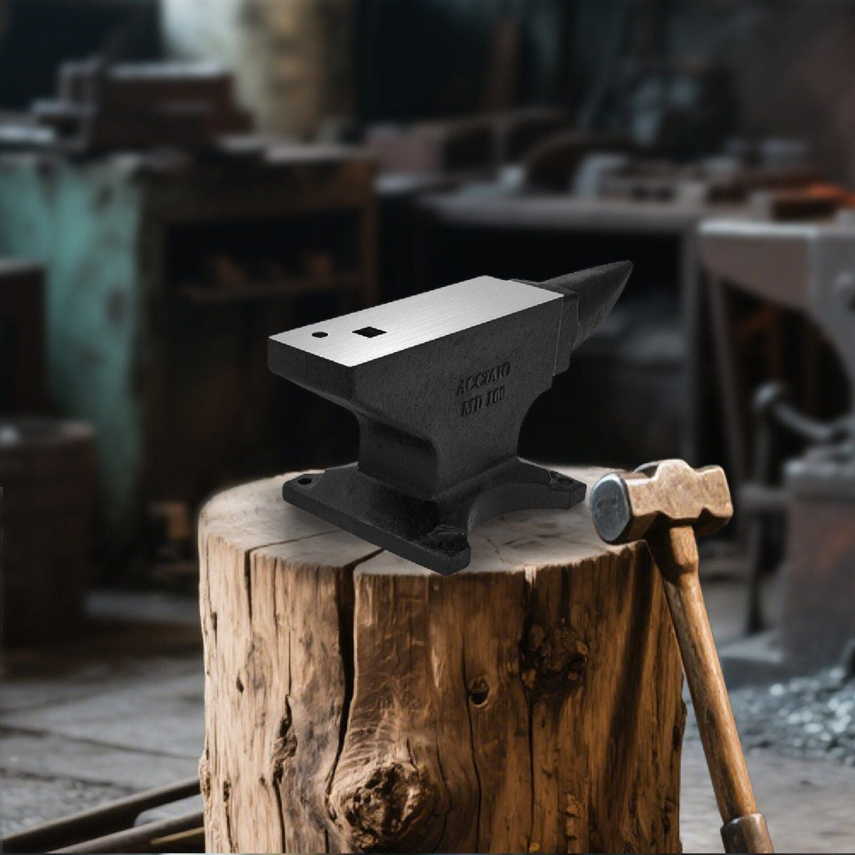 Cast Steel Single Horn Anvil with Polished Surface - Black