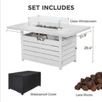 Rectangular Propane Fire Pit Table with Stainless Burner - Black, Dark Gray, White