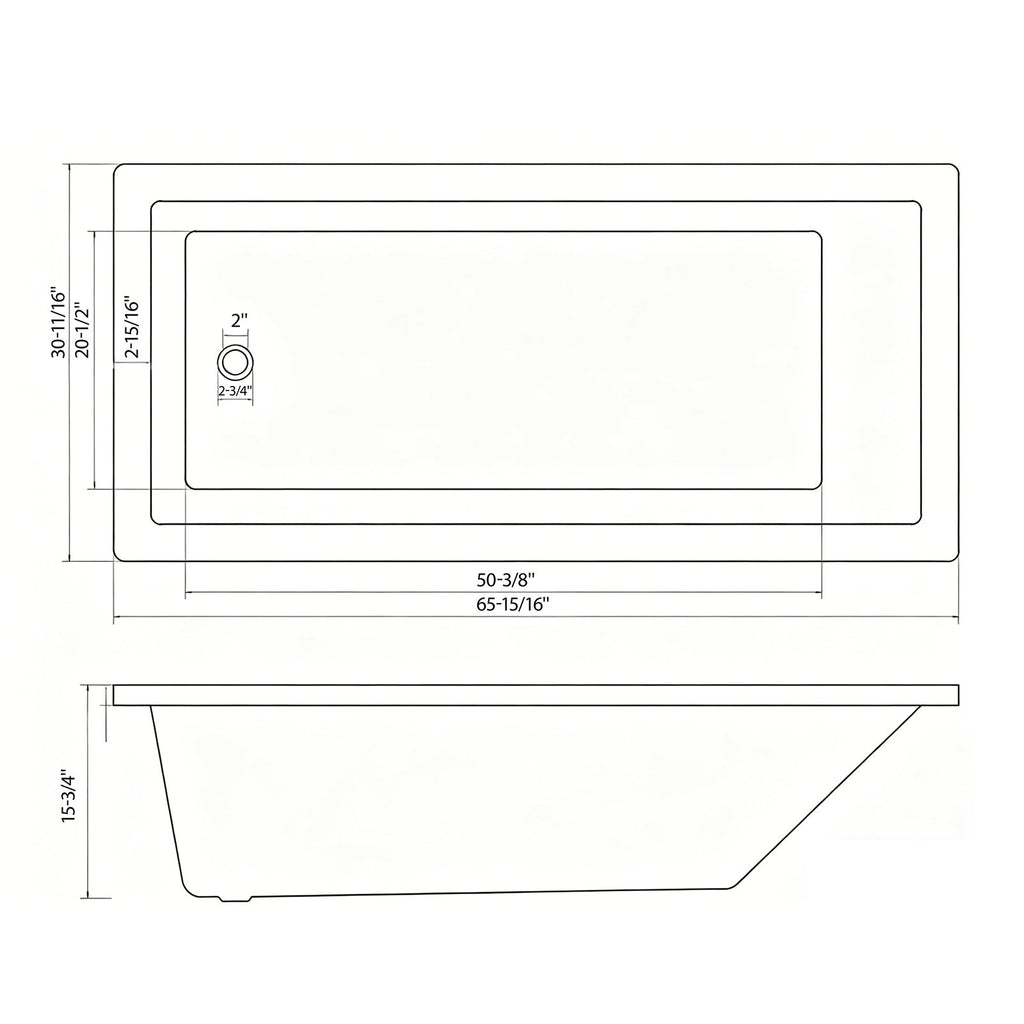 66-Inch Acrylic Built-In Soaking Tub with Glossy Finish