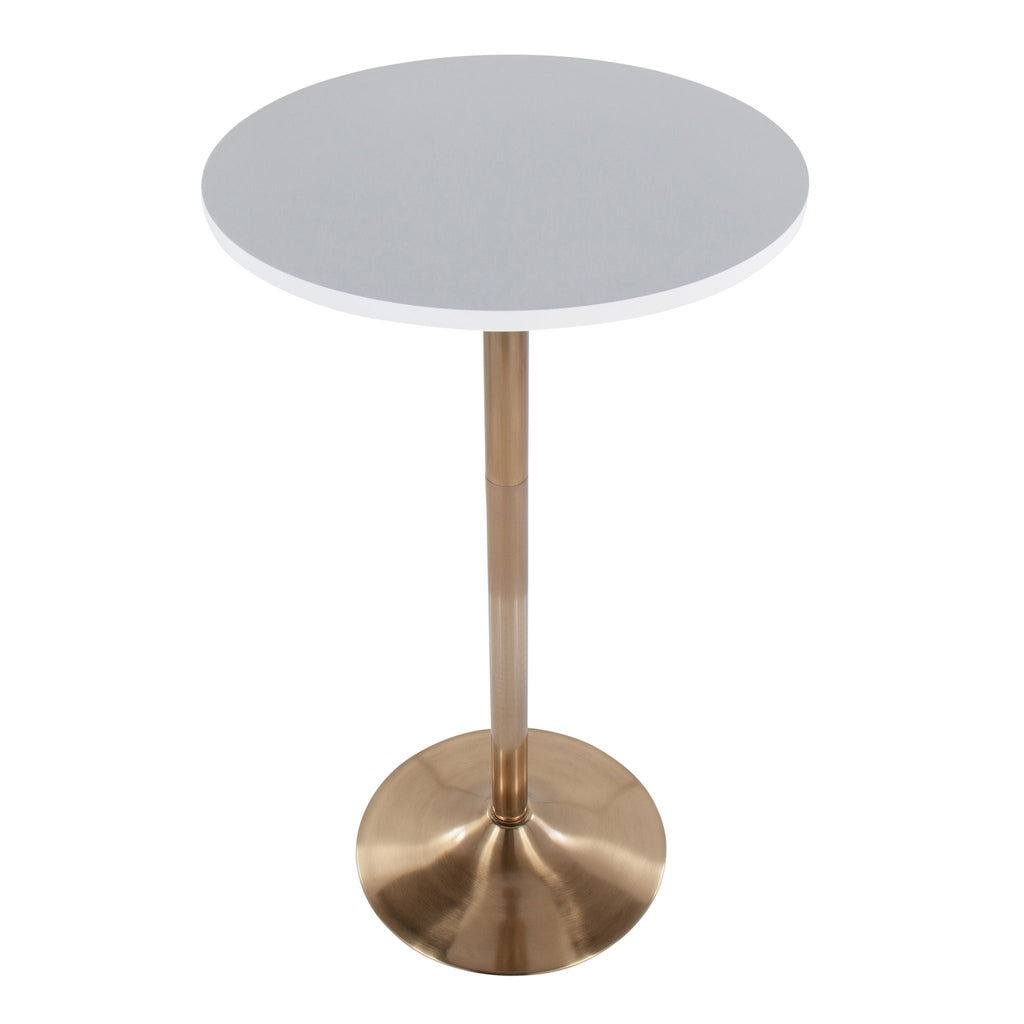Pebble Adjustable Height Table with Metal Base and Wood Top - White or Black