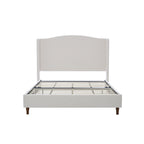 Beige Upholstered Wingback Bed with Tall Headboard – King or Queen