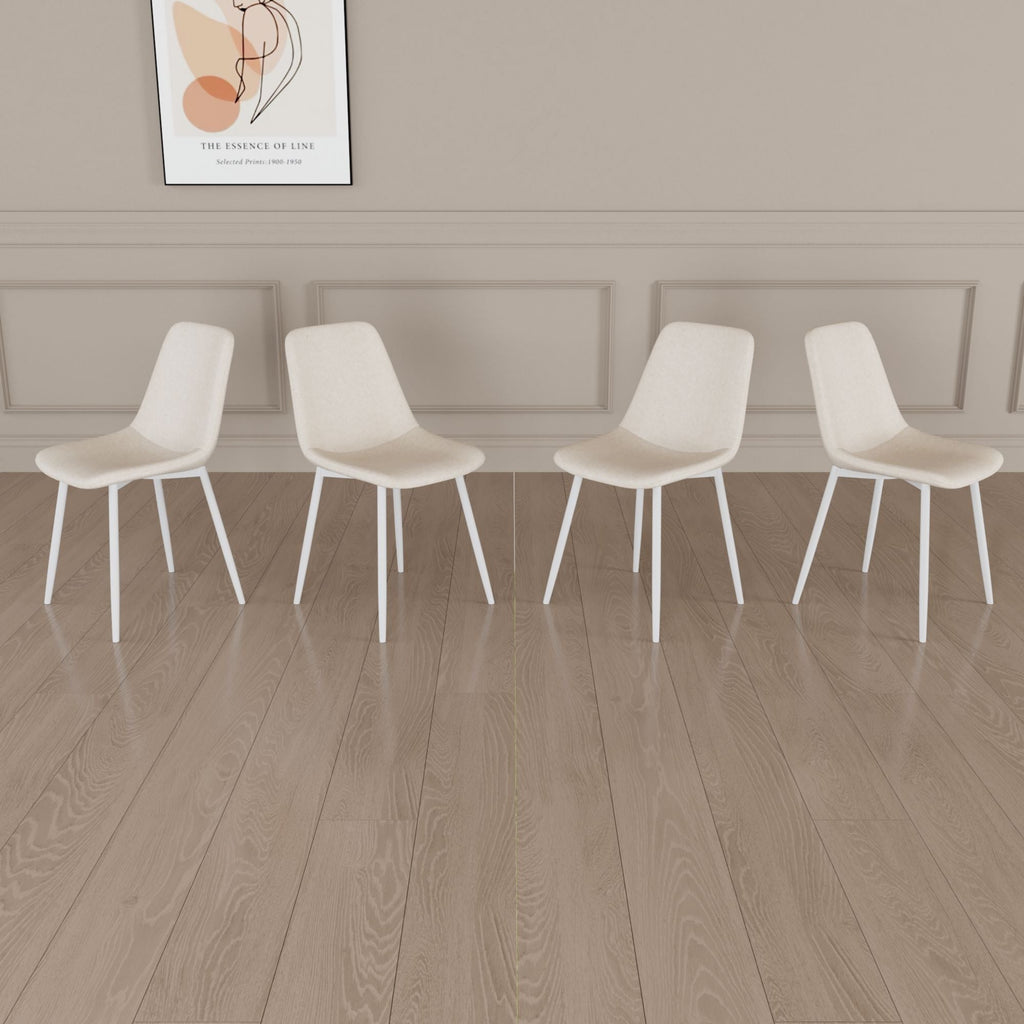 Modern Kitchen Dining Chairs Set of 4 with Linen Padding - Beige