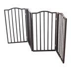 Freestanding Folding Pet Gate with Solid Populus Wood - Dark Brown