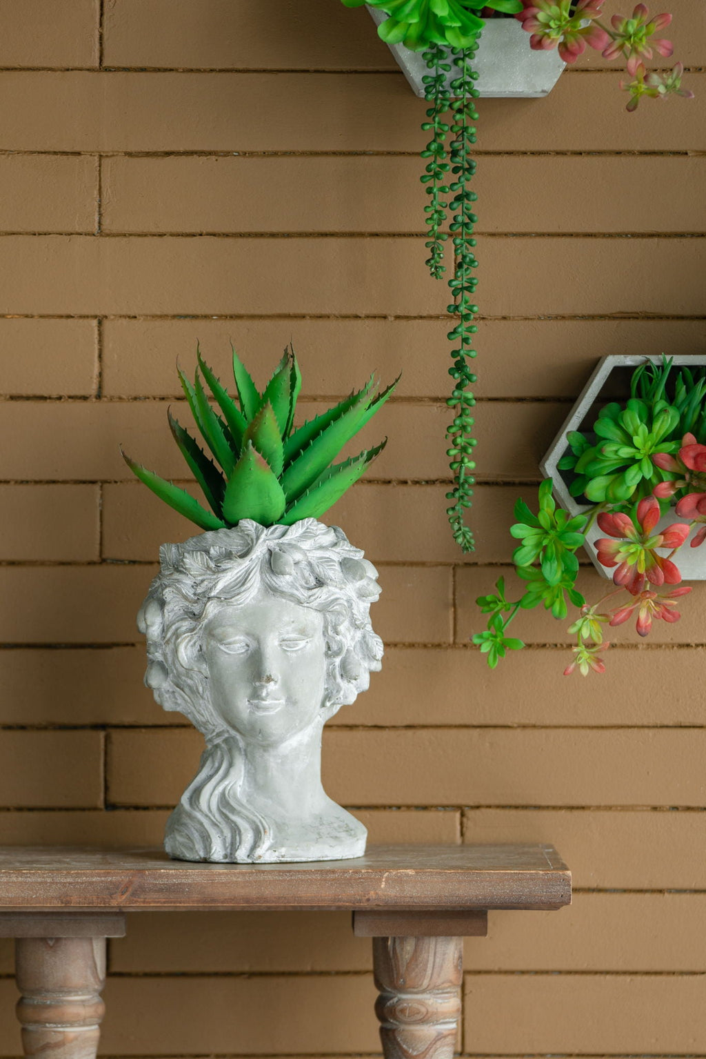 Cement Bust Wall Planter - Indoor & Outdoor Decor