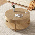 Coffee Table with Dual Storage - Natural Wood, 31.5" Round