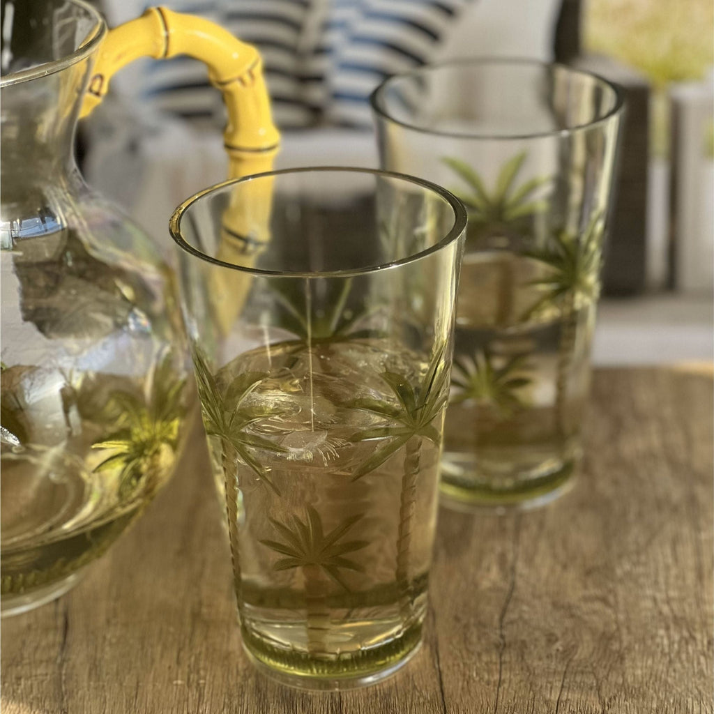 Palm Tree Design Acrylic Hi Ball Glasses with BPA-Free Durability - Clear