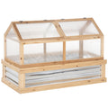 Raised Garden Bed with Polycarbonate Greenhouse - Natural