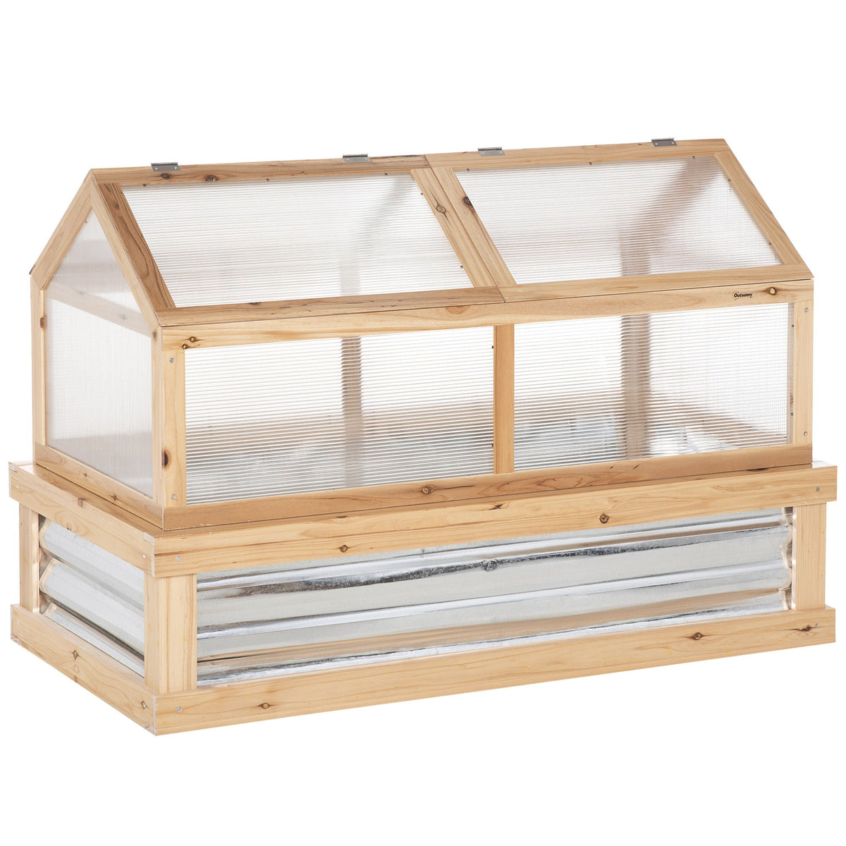 Raised Garden Bed with Polycarbonate Greenhouse - Natural