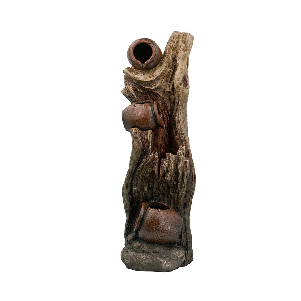 Decorative 3 Tier Tree Trunk Fountain with LED Lights - Brown