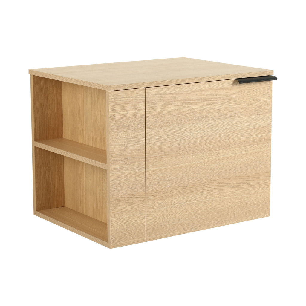 Modern Bathroom Vanity with Side Storage - Light Brown or White