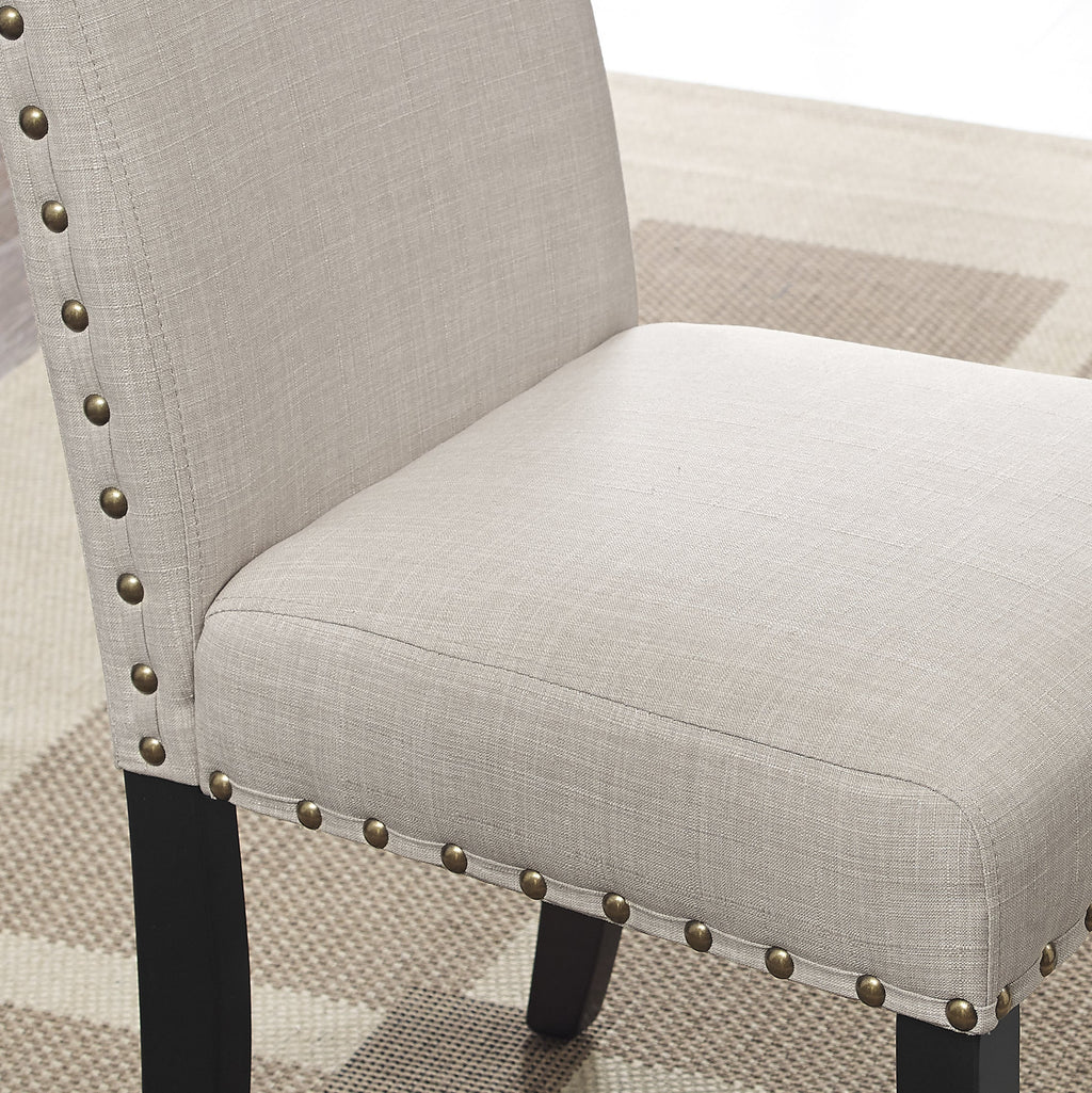 Espresso Wood 5-Piece Dining Set with Nailhead Chairs - Tan