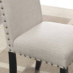 Espresso Wood 5-Piece Dining Set with Nailhead Chairs - Tan