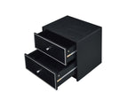 Modern Black Nightstand Table with Two Drawers - Black