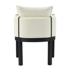 Linen Upholstered Armchair with Black Rubber Wood Legs - White