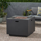 Outdoor Iron Square Propane Fire Pit with 50,000 BTU - Brushed Brown