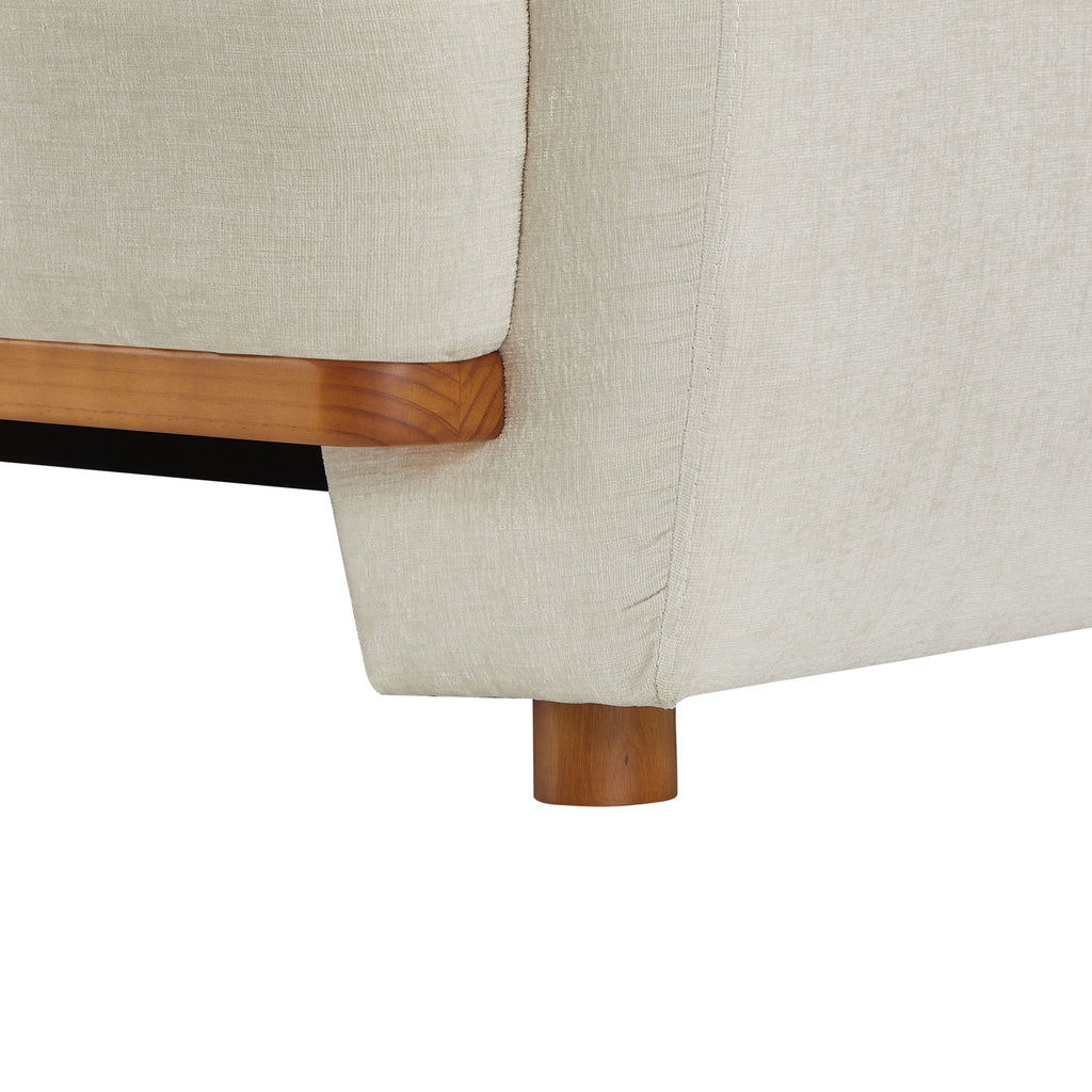 79 Inch Modern Upholstered Chenille Sofa with Curved Design - Beige