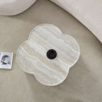 Marble Clover Round Coffee Table with Open Storage