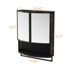 Arched Glass Double Door Wardrobe with Shatterproof Mirror - Black or White