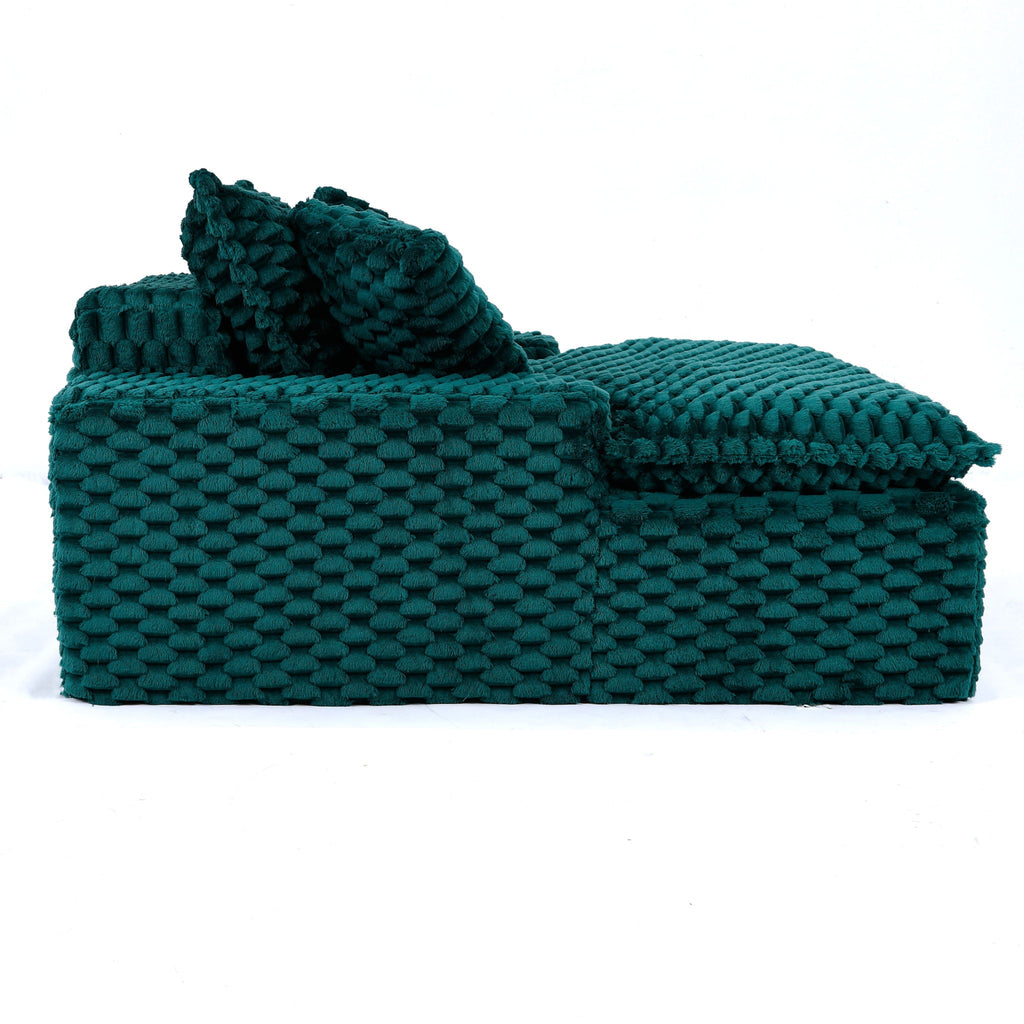 Green Comfort Bearing Stationary Sofa with 2 Pillows and 1 Backrest