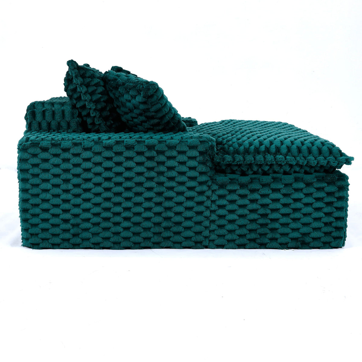 Green Comfort Bearing Stationary Sofa with 2 Pillows and 1 Backrest