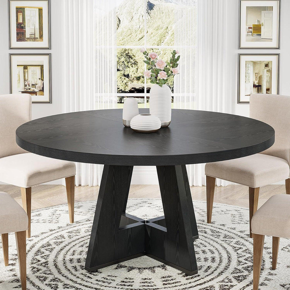 Round Dining Cross Base Kitchen Table with Engineered Wood - Assorted Colors