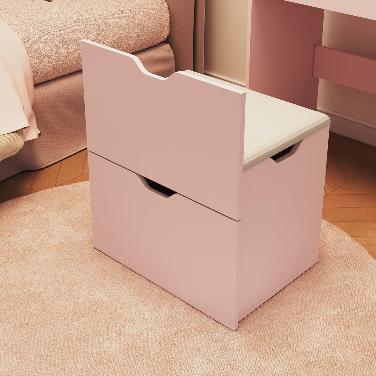 3-in-1 Multifunctional Dressing Table Set with Adjustable Lighting - Wood