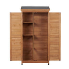 Outdoor Storage Shed with Vertical Tool Cabinet - Solid Wood, Dark Gray or Light Brown
