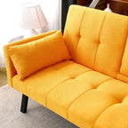 Foldable Sofa Bed with Cup Holder and Solid Wood Frame - Multiple Colors