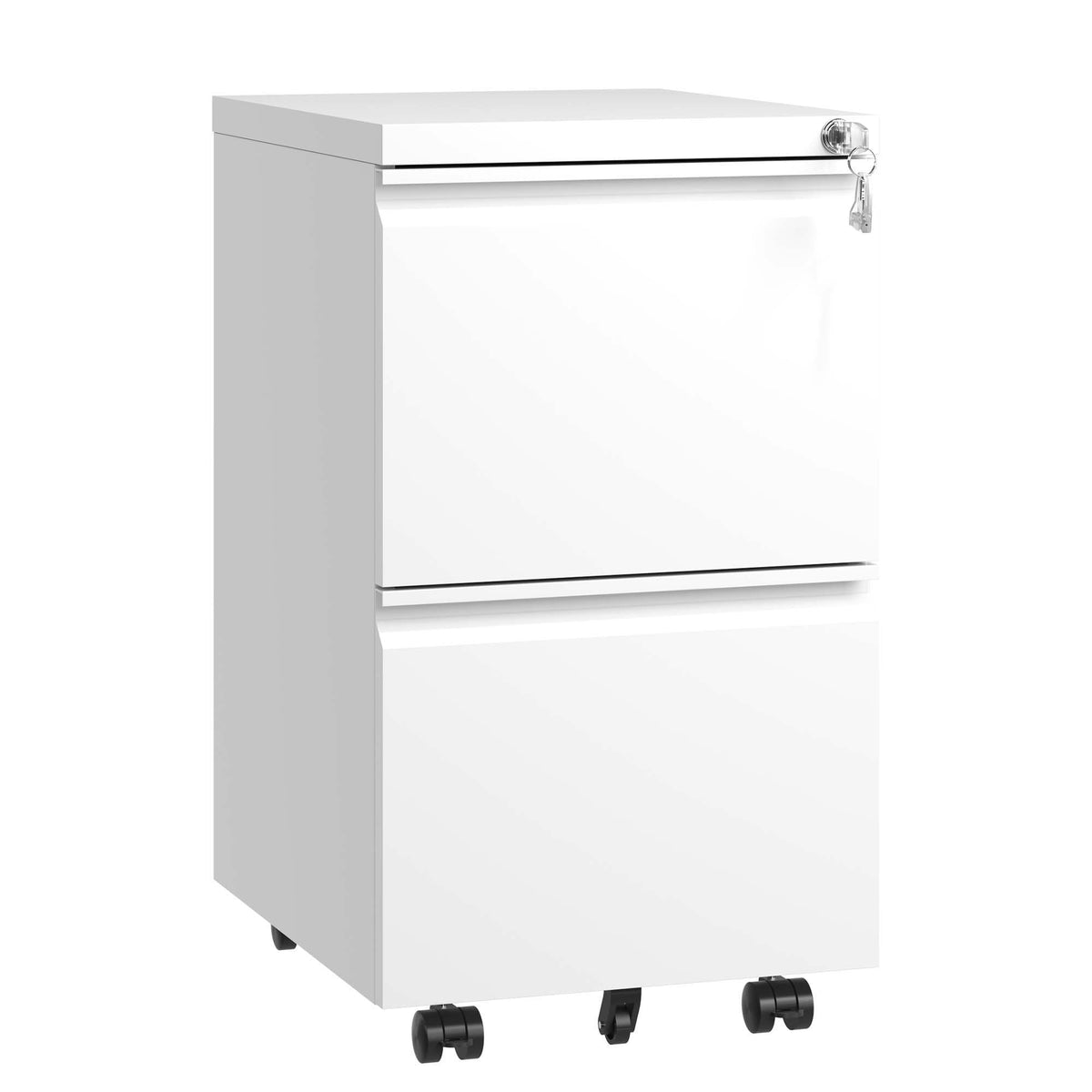 Metal Drawer Mobile File Cabinet with Lock for Secure Organization - White or Black