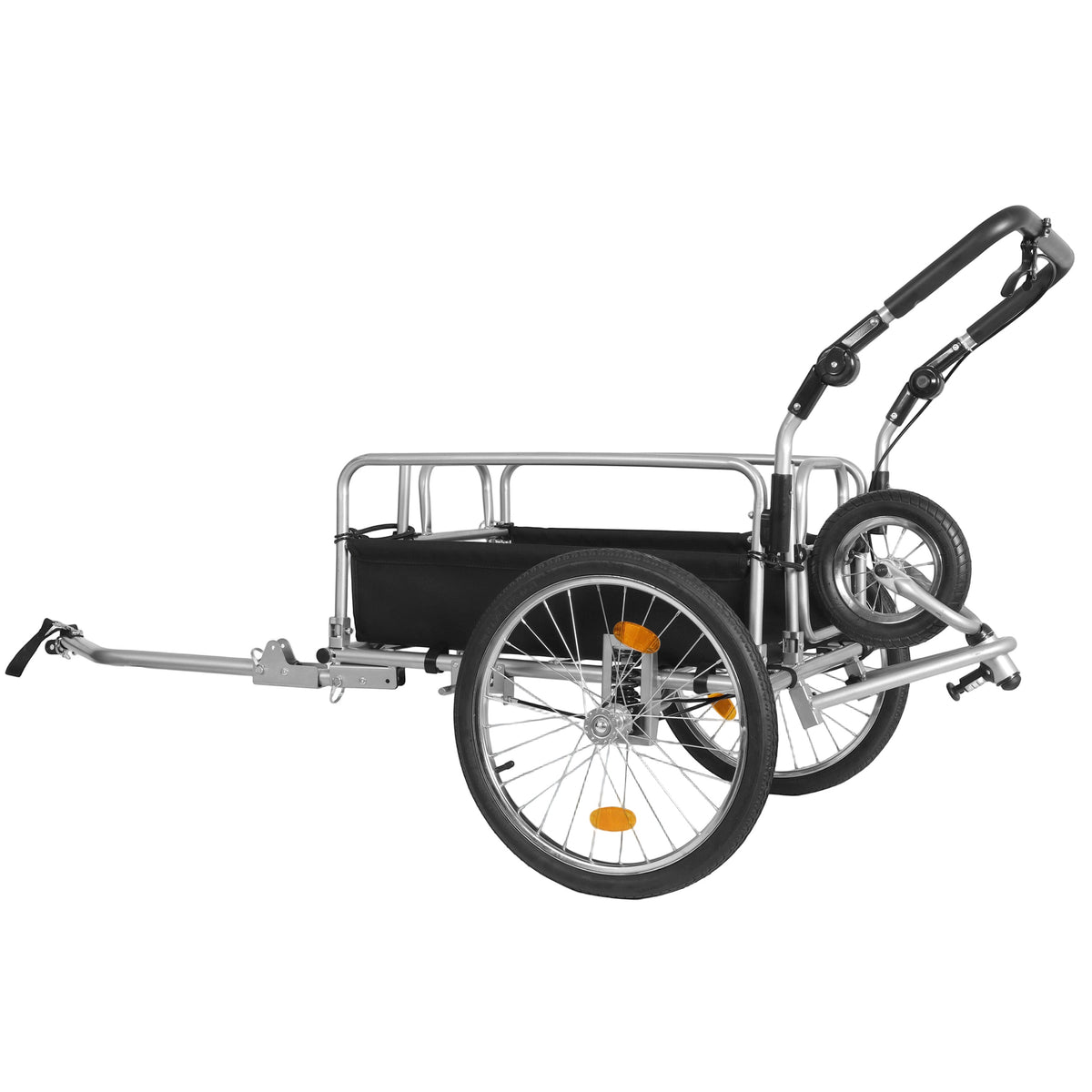 3-in-1 Heavy-Duty Bike Cargo Trailer with Steel Frame & Suspension - Black + Gray