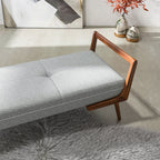 Gray Upholstered Bench with Biscuit Tufting - 51.2" Wide