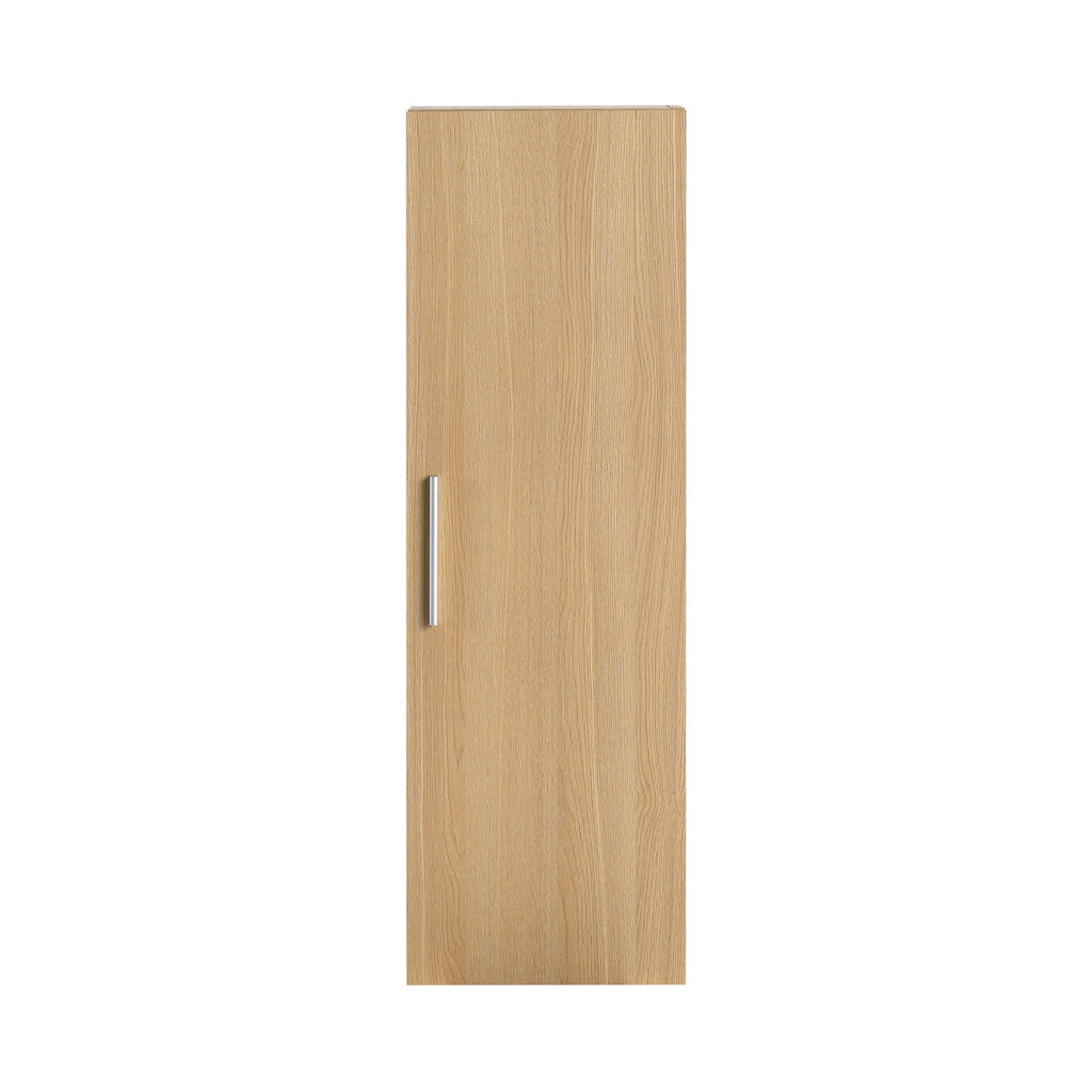 Tall Floating Bathroom Side Cabinet with Adjustable Shelving - Light Oak