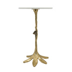 Leafy Branch Side Table with Marble Top - Gold Finish
