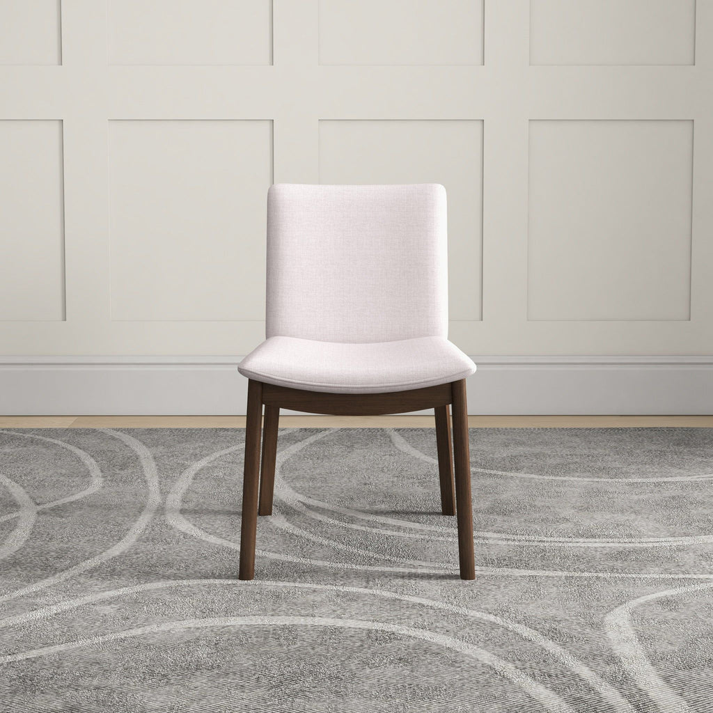 Mid-Century Modern Solid Wood Dining Chair Set with Fabric Upholstery - Multiple Colors