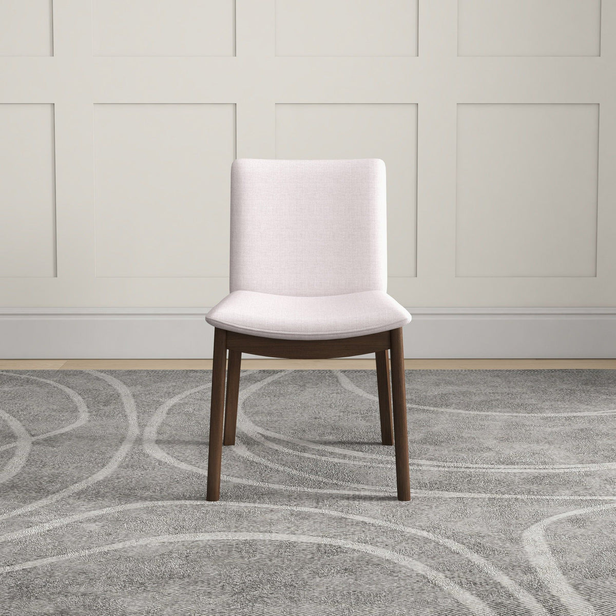 Mid-Century Modern Solid Wood Dining Chair Set with Fabric Upholstery - Multiple Colors