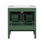 Green Bathroom Vanity with Single Undermount Sink and Storage - Solid Wood