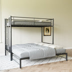 Twin Size Metal Pull-Out Bunk Bed with Ladder - Metal