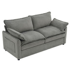 Modern Loveseat Sofa with Side Storage Pockets - Green, Beige, or Dark Gray