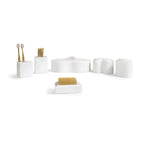Elegant Marble Bathroom Accessories Set with Natural Veining - Light Brown or White