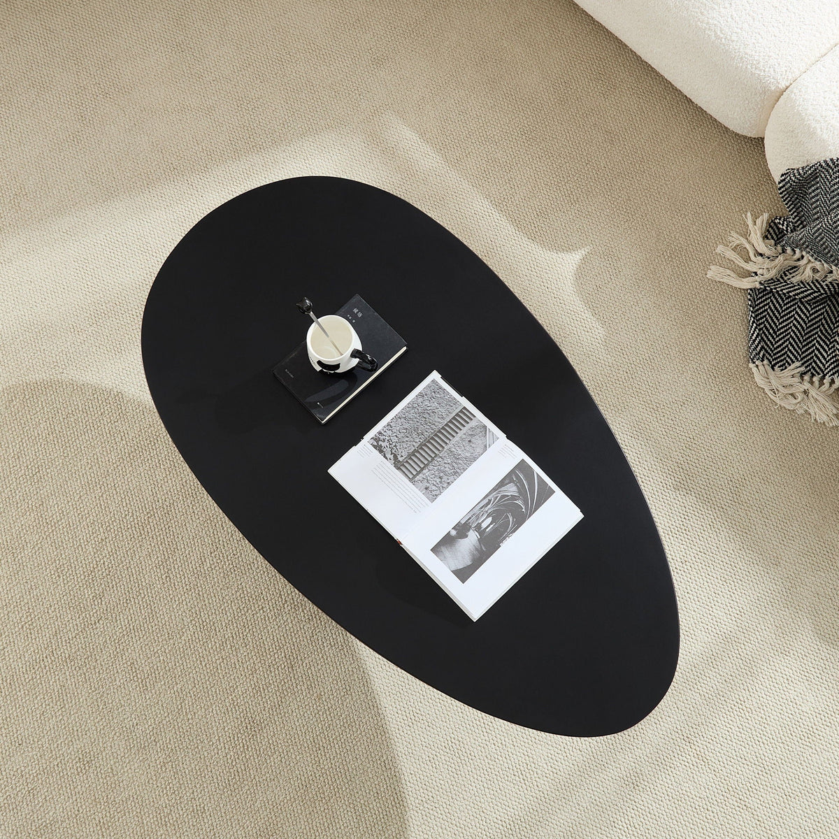 Lucky Stone Shaped Table with Sculptural Base – White, Black, or Gray