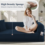 Spring Sofa with High-Quality Fabric and Storage - Blue