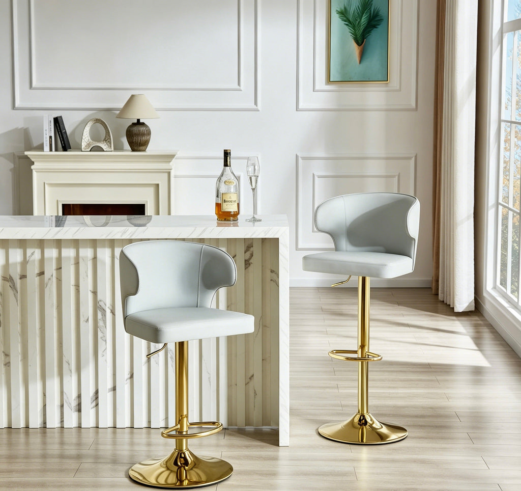 Modern Rotating Adjustable Bar Chair Set with 360° Swivel - Grey