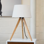 Decorative LED Desk Lamp with 3-Legged Solid Wood Base - Natural
