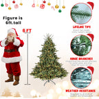 Full-Bodied Pre-Lit Evergreen Christmas Tree with 350 Warm White Lights - Green
